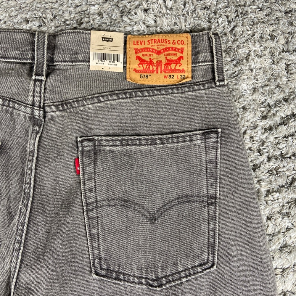 Levis 578 Baggy Jeans Mens 32x32 Grey Denim Loose Fit 90s Skater Loose Fit Pant